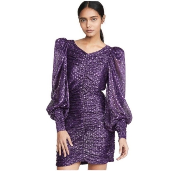 For love & lemons La Villette mini ruched metallic mini dress - Picture 1 of 13